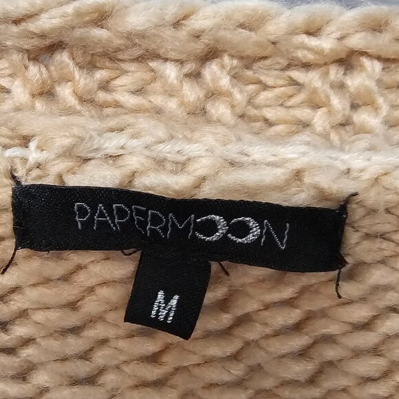 Paper Moon Peach Knit Cardigan Sweater Fringed Boho Hippie Open M - Picture 10 of 13